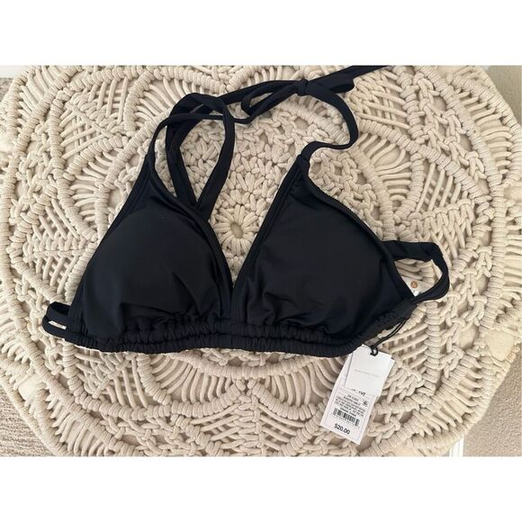 Shade and Shore Black Double Tunnel Triangle Bikini Top Size Medium New - Picture 2 of 4